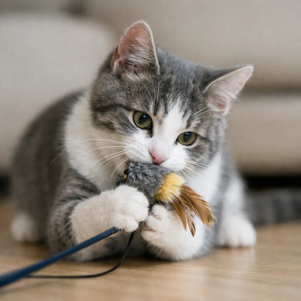 Cat playing with toy