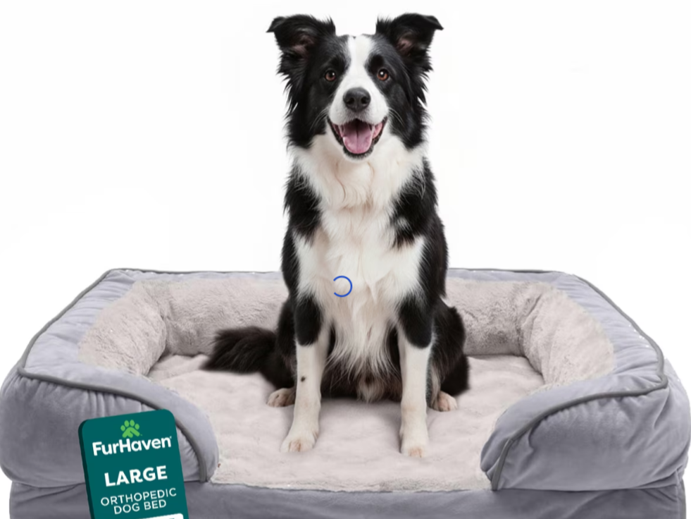 FurHaven Velvet Waves Perfect Comfort Memory Foam Bolster Dog Bed